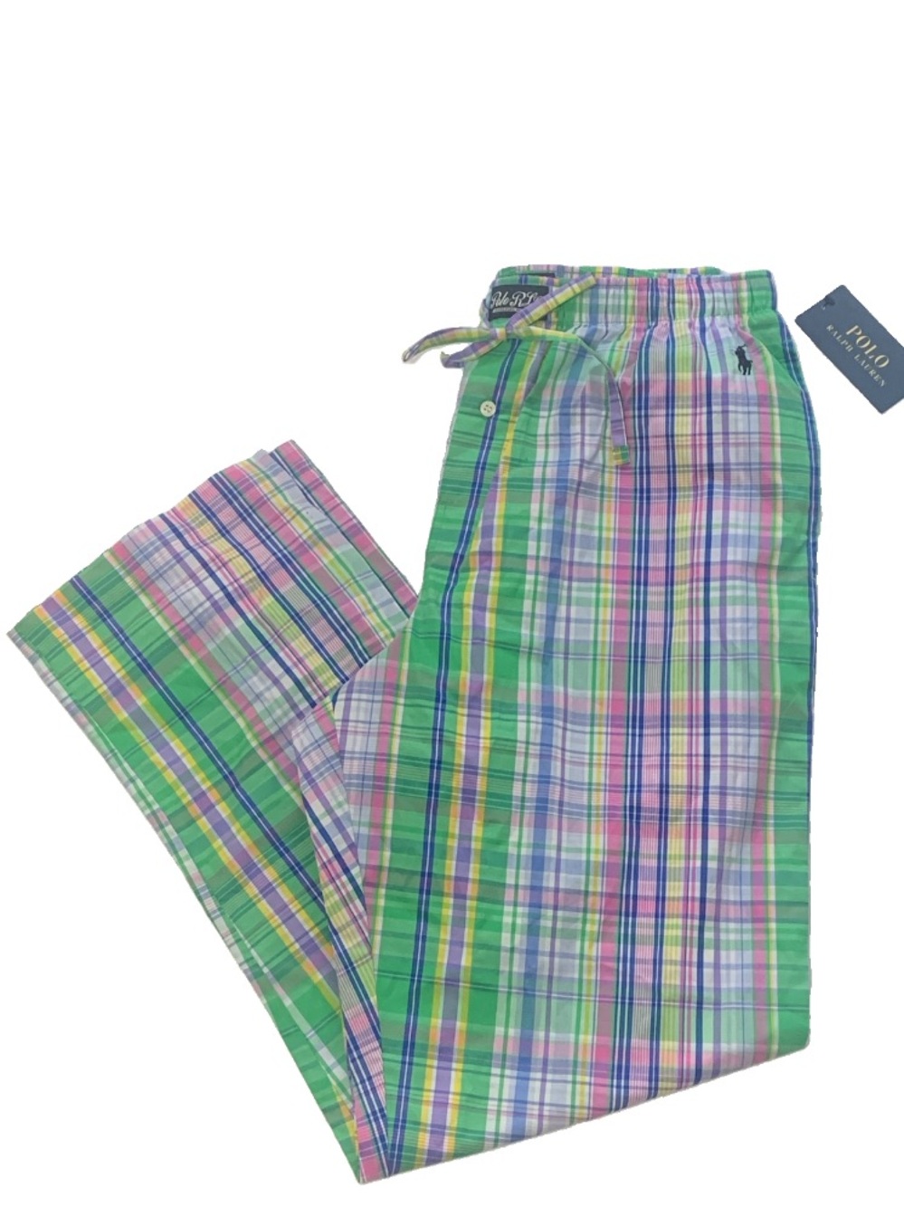 Polo Ralph Lauren Cotton Pajama Pant Preppy Green Plaid Men’s M NWT
